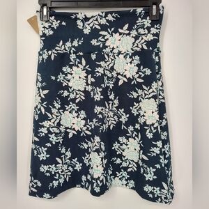 Navy Floral A-Line Skirt